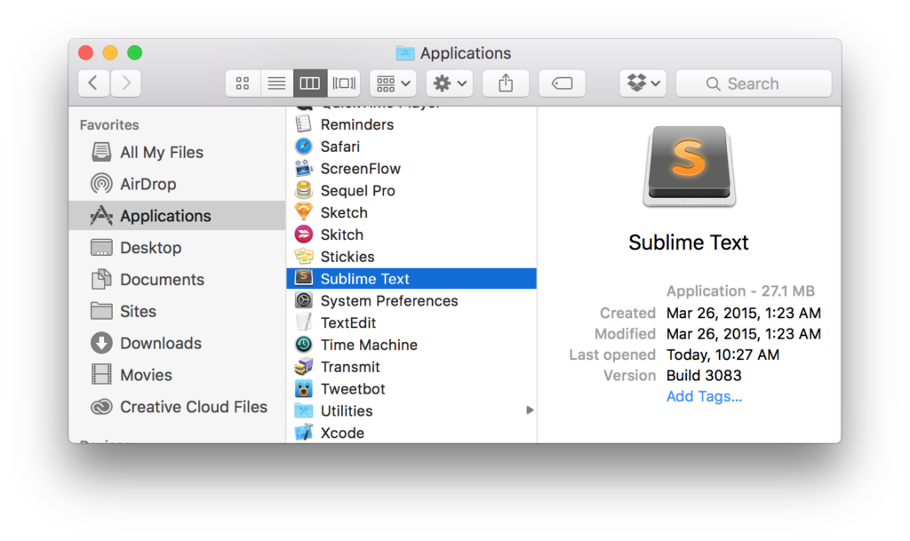 Sublime Text in Finder