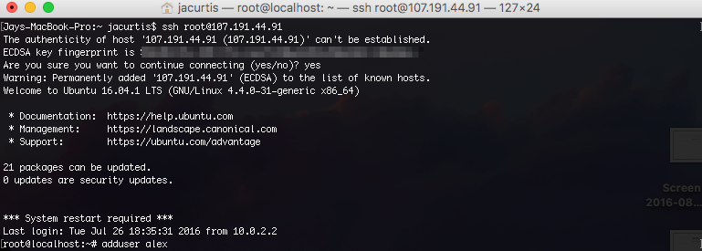 Welcome message from Ubuntu 16.04
